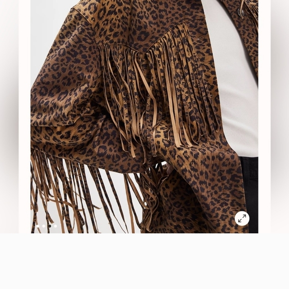 Free People Animal Print Fringe Jacket - Brown and Black. New Without Tag - Picture 4 of 7